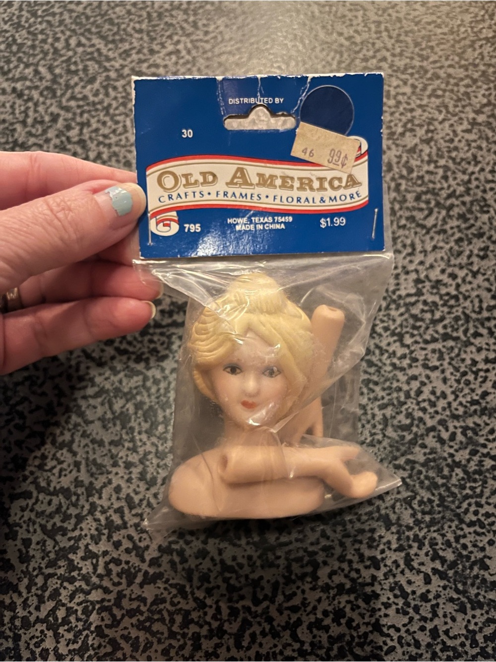 Vintage porcelain doll head and bust and arms